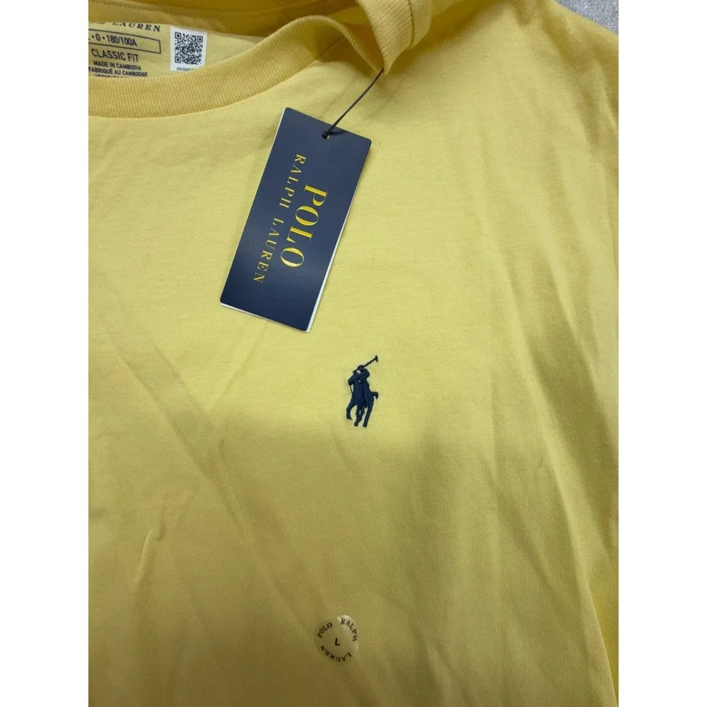 New Polo Ralph Lauren Men Classic Fit Crew Neck Shirt Yellow Large